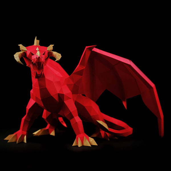 Red PaperCraft Dragon Origami Model