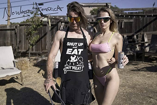 NOWHERE AMERICA - 'SHUT UP & EAT' - Funny BBQ Apron