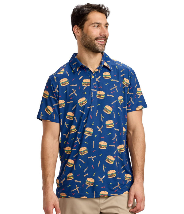 Snack Shack Men's Golf Polo – Burger and Fries Golf Shirt