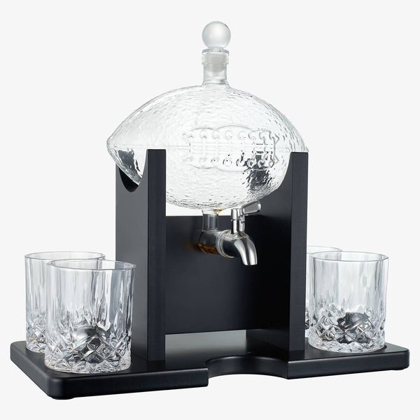 Football Decanter Set with 4 Whiskey & Wine Glasses | 1400mL