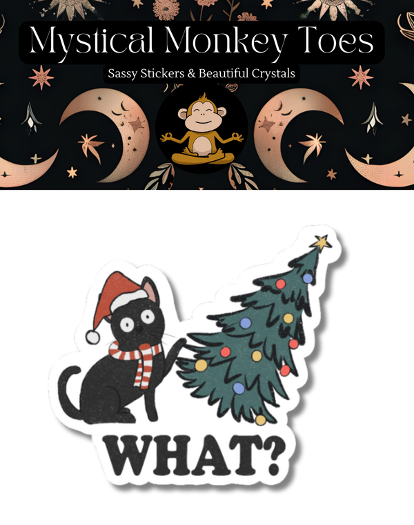 Funny Cat Christmas Tree Vinyl Sticker
