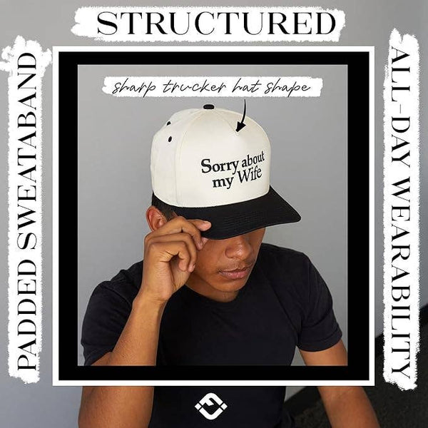 Two Tone Cap - Sorry About My Wife - Black/Beige
