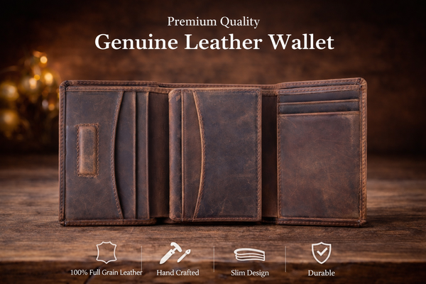 Leather Wallet for Men Handcrafted Distressed Trifold Wallet