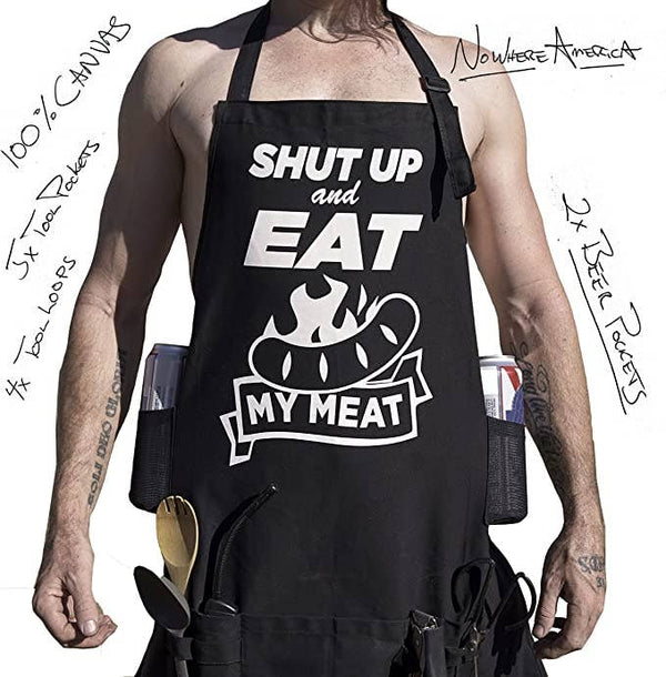 NOWHERE AMERICA - 'SHUT UP & EAT' - Funny BBQ Apron