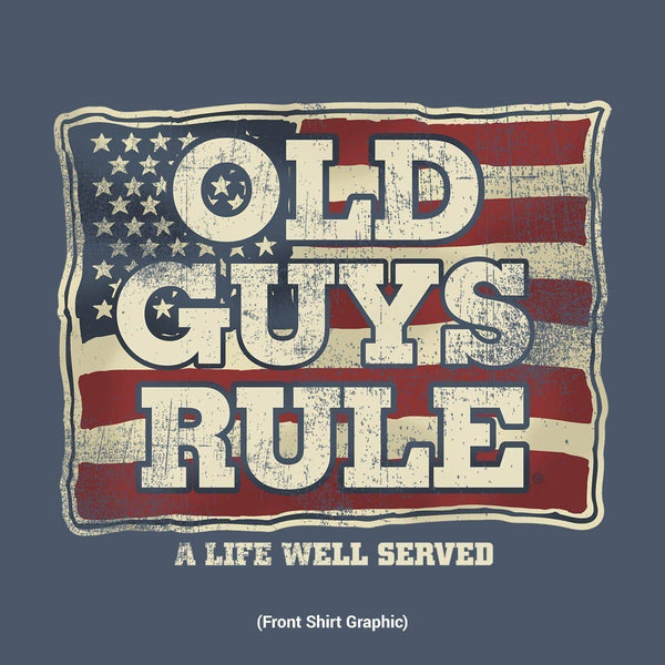 Old guys rule A Life Well Served navy heather shirt