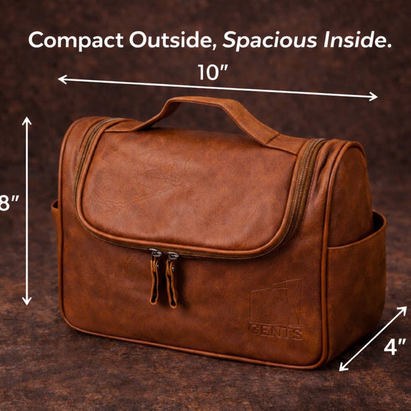 GENTS Beard Care Kit for Men with Faux Leather Travel Bag