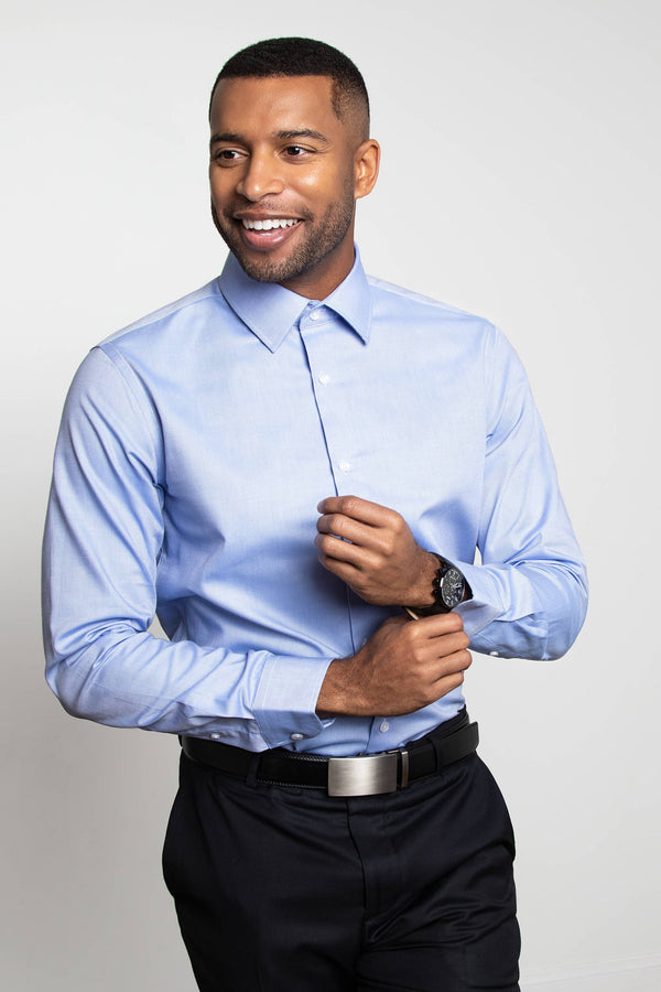 Elijah Standard Fit Medium Blue Dress Shirt by Alynn