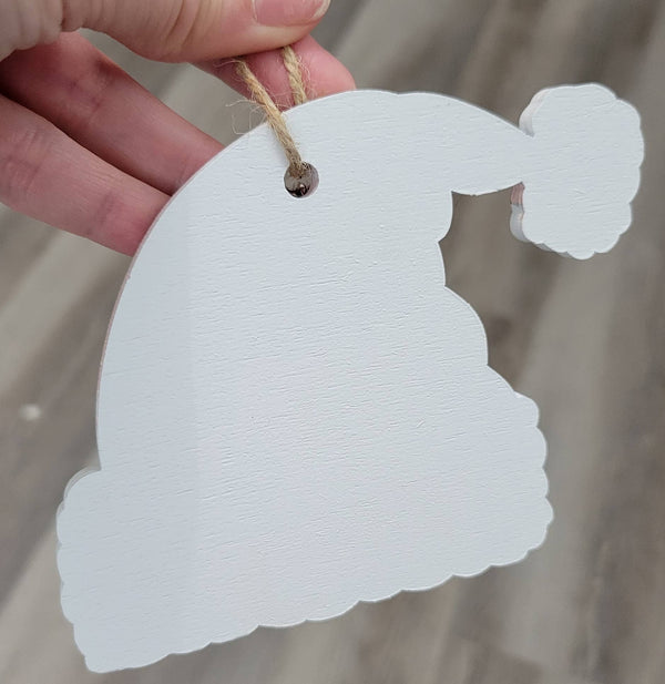 Santa Hat Shaped Wood Ornament- YOUR CUSTOM LOCATION