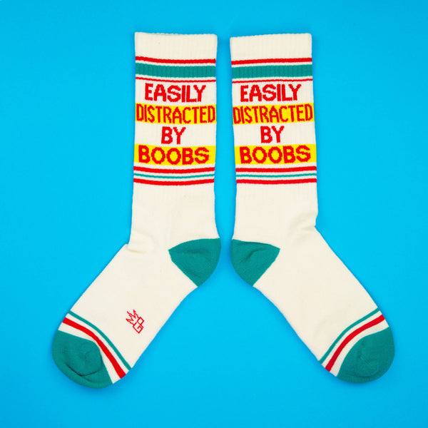 Easily Distracted By Boobs Gym Crew Socks