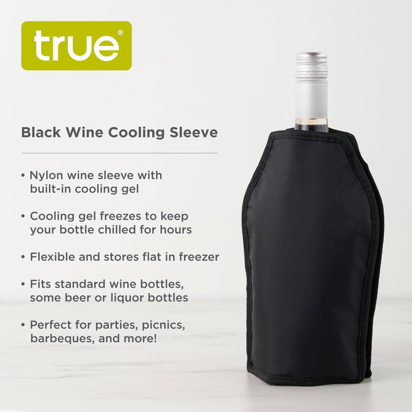 Black Nylon Wine Bottle Freezer Sleeve w/ Cooling Gel