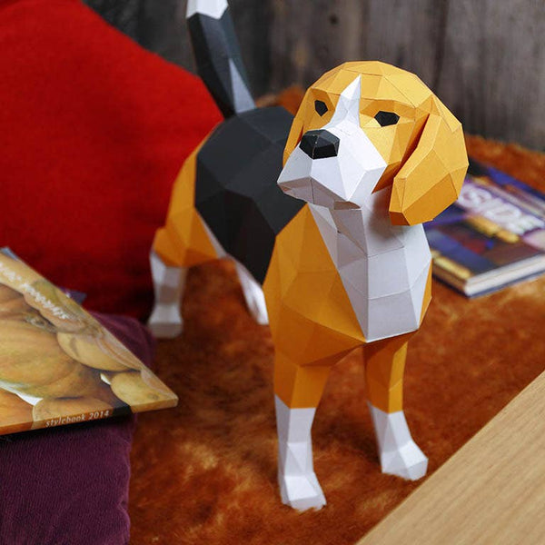 3D Beagle PaperCraft Dog Origami Model