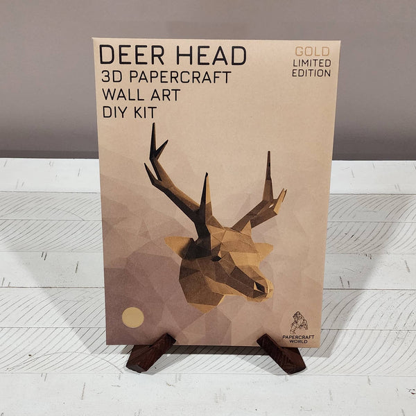 Gold Deer Head PaperCraft Origami Wall Art