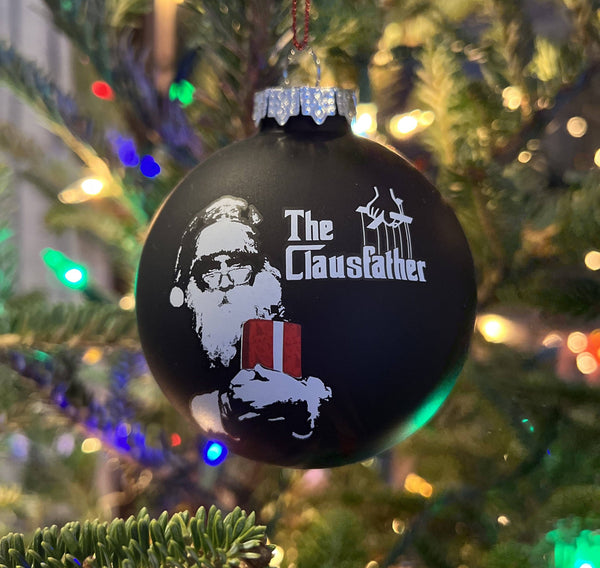 The Clausfather Movie Poster Parody Funny Glass Christmas Ornament