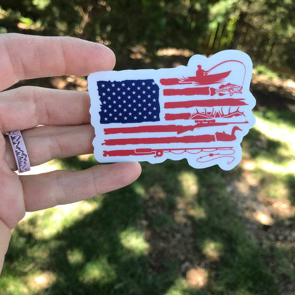 Sportsman USA Flag Sticker 3” Vinyl Sticker