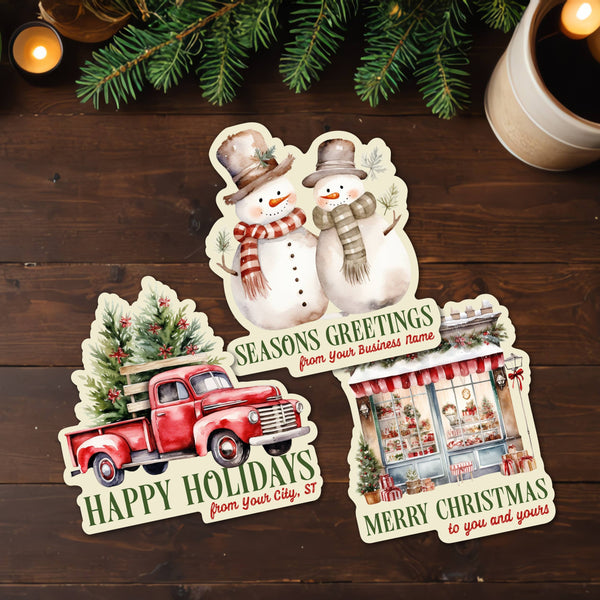 Christmas Watercolor Souvenir Sticker with Custom Text