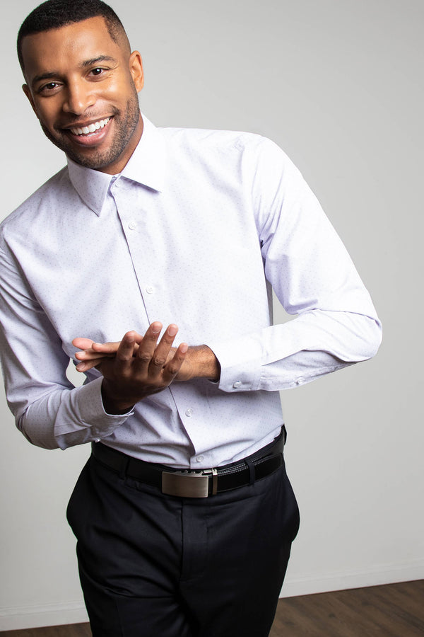 Evan Slim Fit Aqua Purple Men's Dress Shirt by Alynn