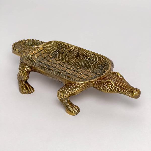 Crocodile Dish Antique Brass