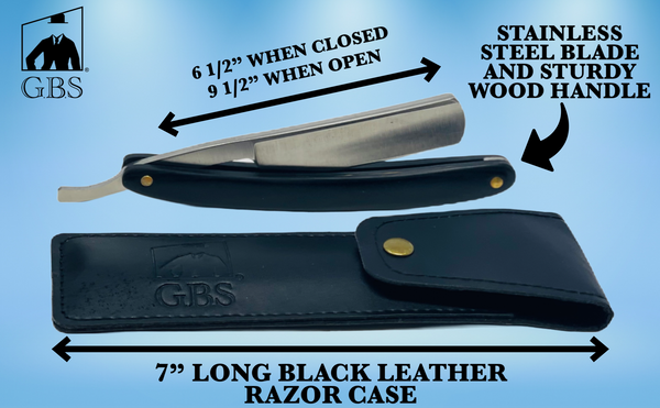 Wood Stainless Steel Shaving Straight Razor (Black or Brown)