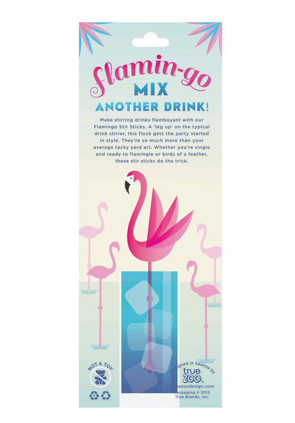 TrueZoo Reusable Plastic Flamingo Stir Sticks - Set of 5