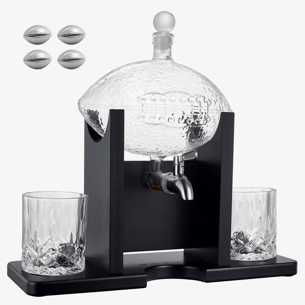 Football Decanter Set with 2 Whiskey & Wine Glasses | 1400mL