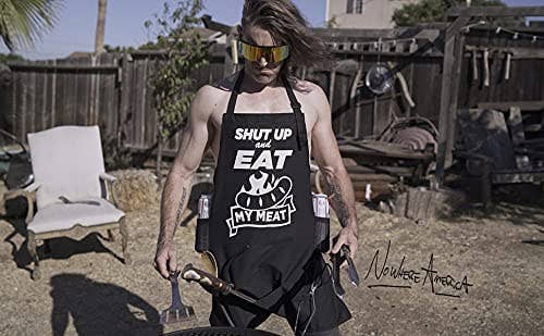NOWHERE AMERICA - 'SHUT UP & EAT' - Funny BBQ Apron