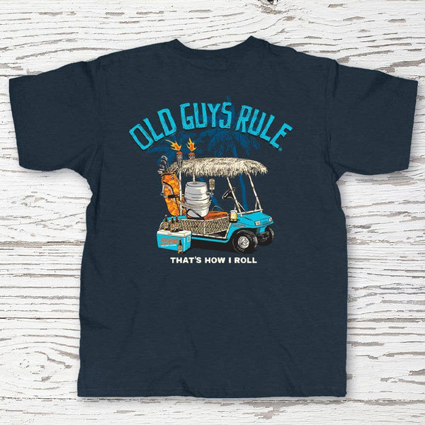 Old guys rule Beer Cart golfcart navy shirt