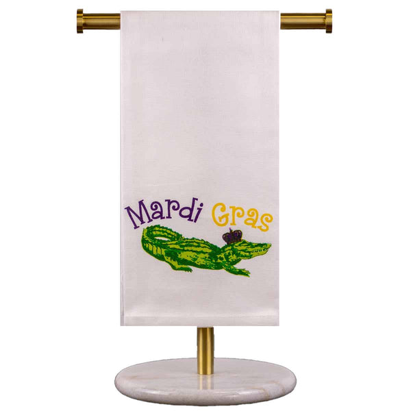 Mardi Gator King Hand Towel White/Multi 20x28