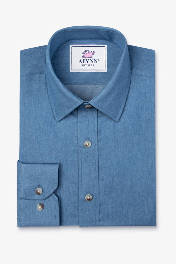 Liam Denim lte Blue Untuckable slim Fit Dress Shirt by Alynn