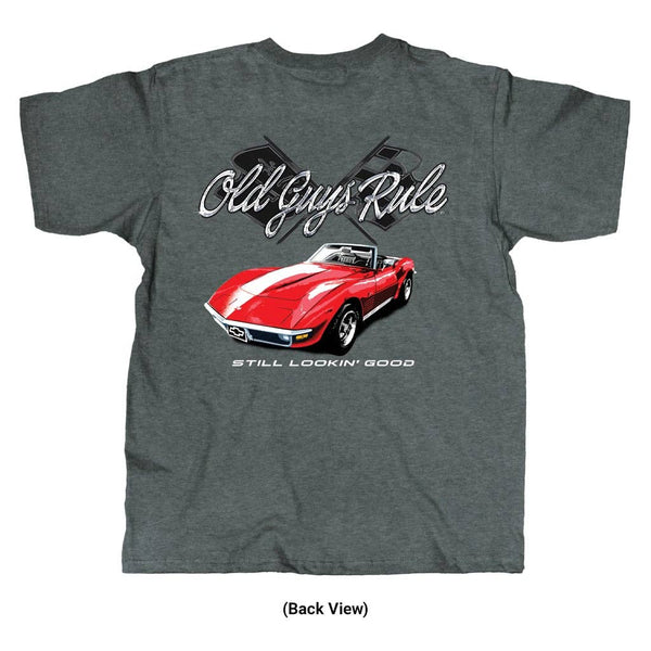 Old guys rule GM Red Corvette dark heather shirt