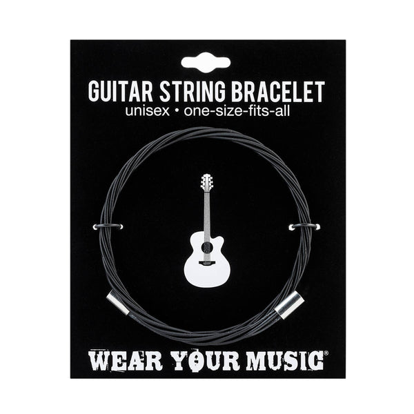 Backstage Black Guitar String Bracelet with Note Charm