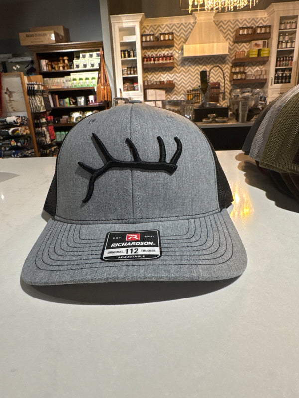 Swamp Cracker hat, black, antler, gray, and black