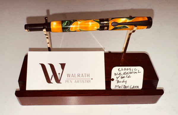 Classic black enamel with gold body molten lava pen