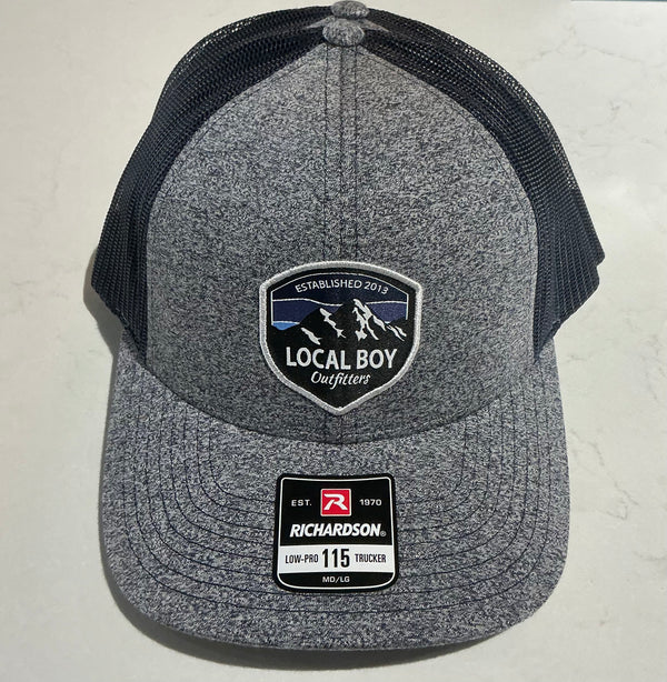 Local Boy mountain badge patch hat, heather & navy