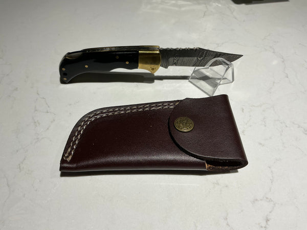 Rill Tools "Bone Daddy" Damascus Folder (with sheath)