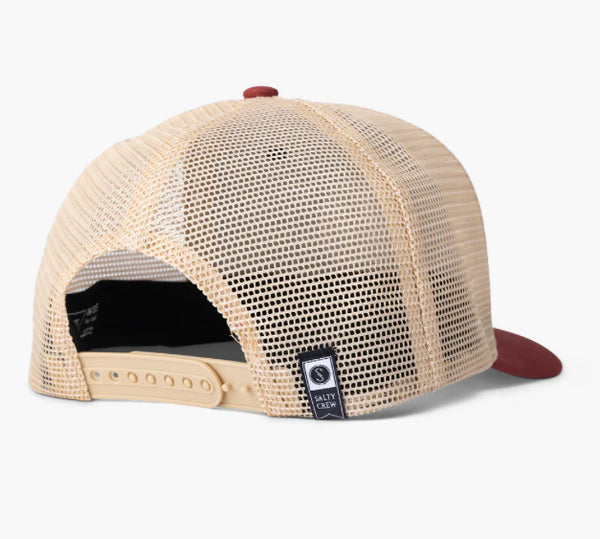 Salty crew tentacles boys retro trucker hat navy/burgundy