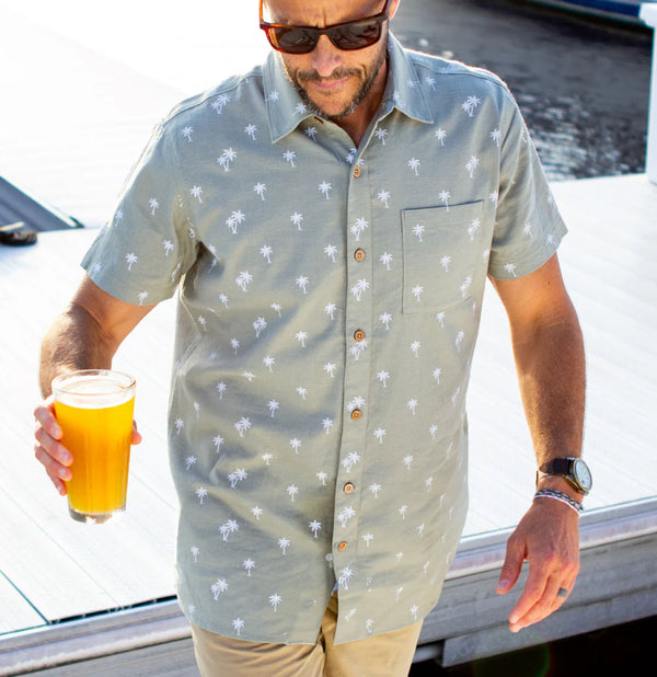 Flomotion Simple Palm Hemp Linen Woven shirt