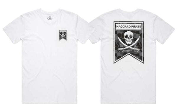 Haggard Pirate black burgee camo tee white