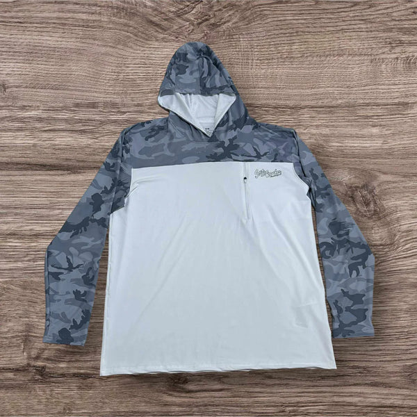Salty Cracker Pullover blue/gray upper camo long sleeve hooded t-shirt