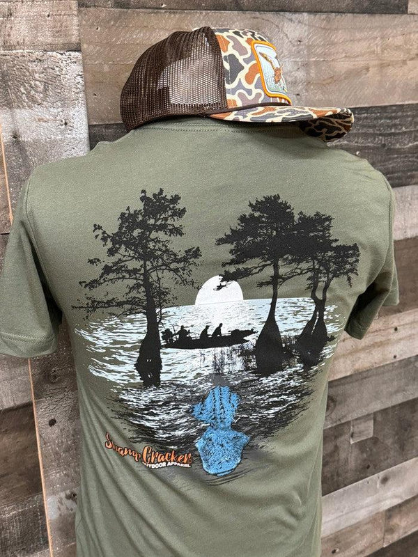 Swamp cracker alligator hunting boat graphic shirt