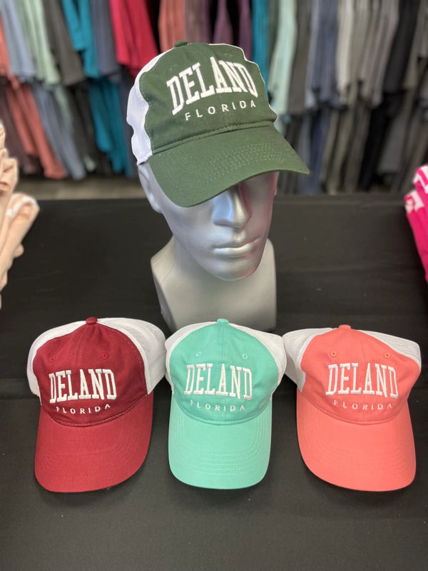 Vintage DeLand unstructured mesh green/white hat