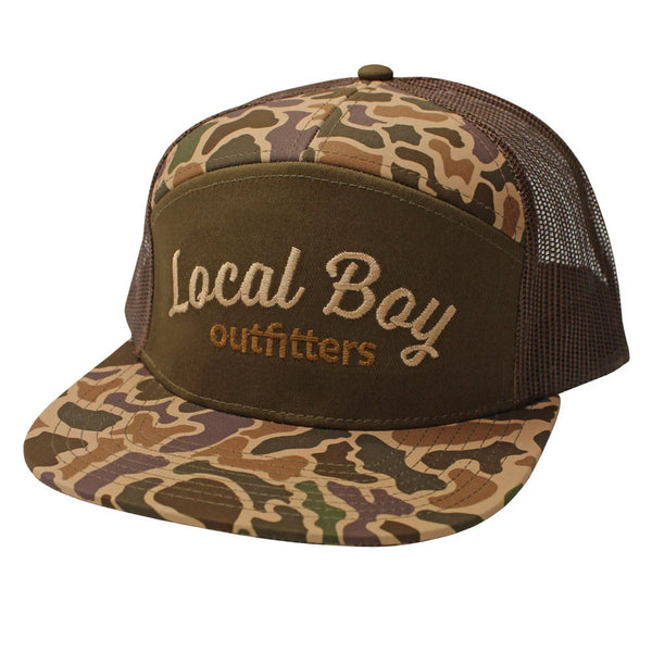 Local boy simple script 7 panel hat