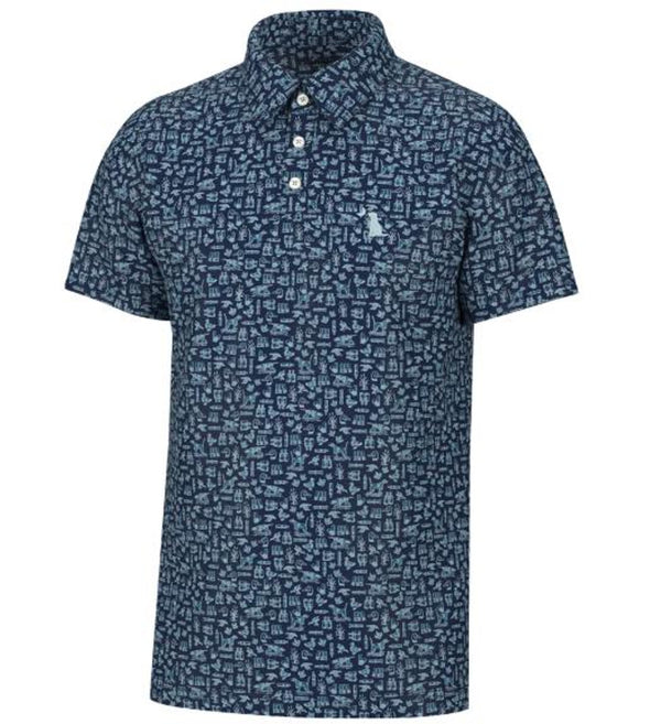 Local boy Dirty Myrtle navy the hunt polo