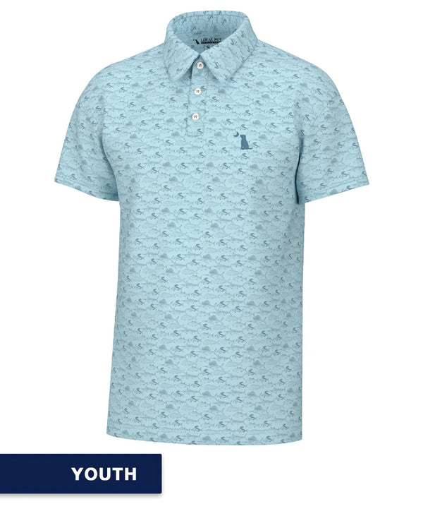 Local boy Dirty Myrtle sky blue saltwater polo