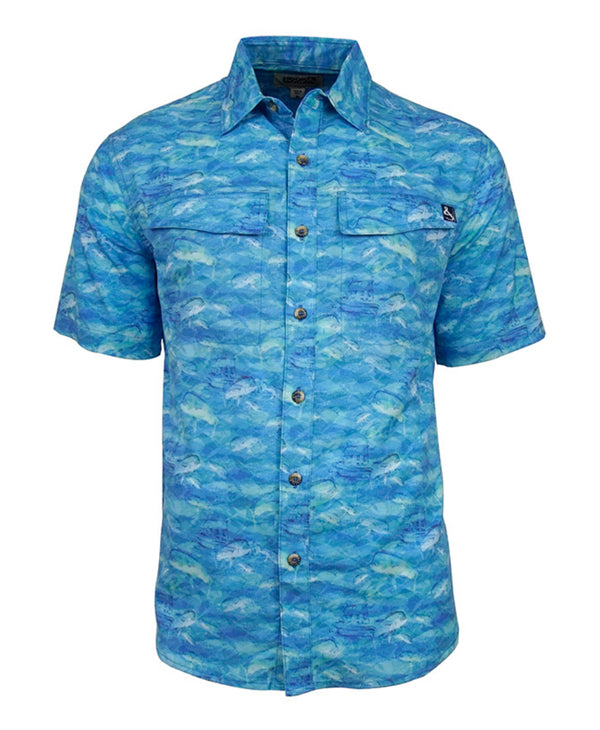 Hook & tackle Mahi rush vented shirt sky