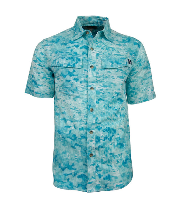 Hook & Tackle fishtek aqua green vented shirt