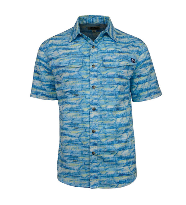 Hook & Tackle marlin camo blue sea vented shirt