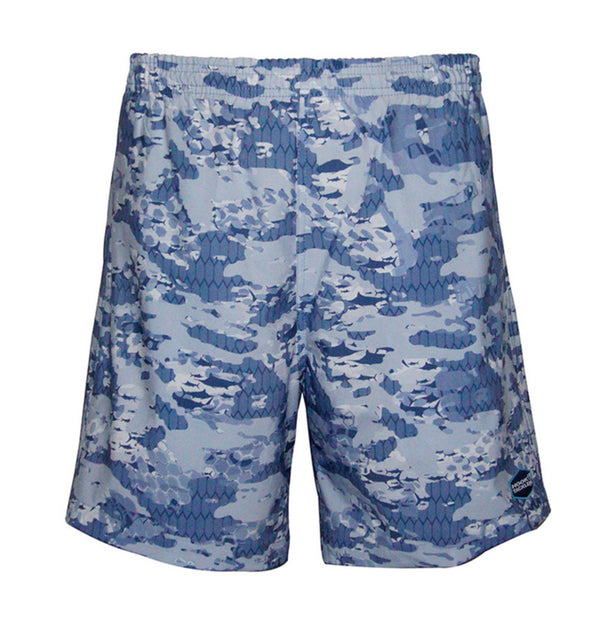 Hook & Tackle fractal camo grey board shorts