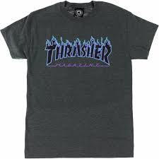 Thrasher flame ss dk grey heather/blue