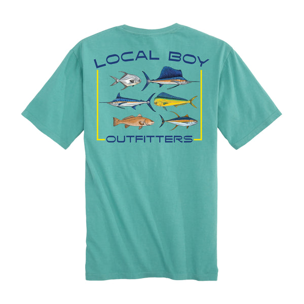 Local boy Youth Saltwater Species seafoam SS tee