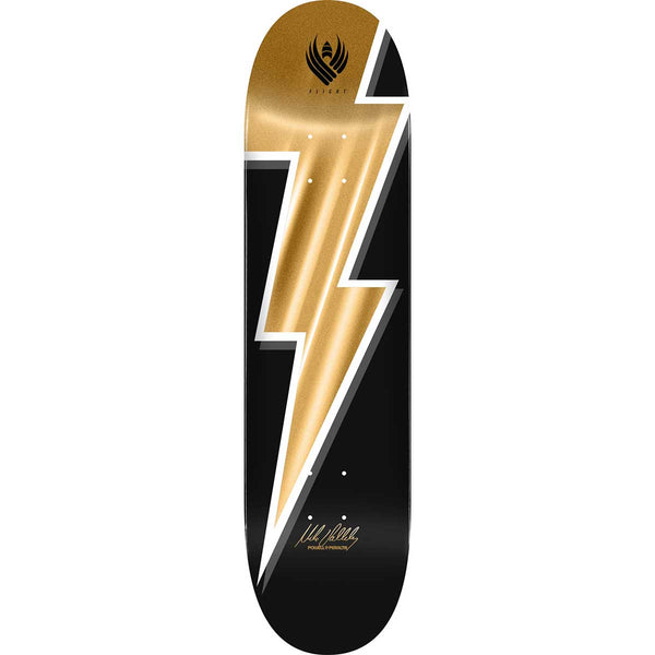 Powell Mike vallely lightning bolt gold foil flight skateboard deck 8.5